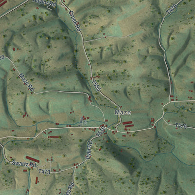 Second close-up of the map of Delaware, Juniata County, Pennsylvania print showing more streets and buildings