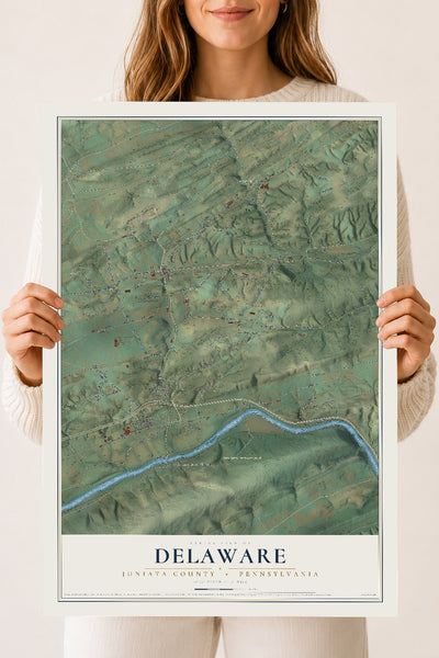 Map of Delaware, Juniata County, Pennsylvania, 18 x 24 inch unframed archival matte print