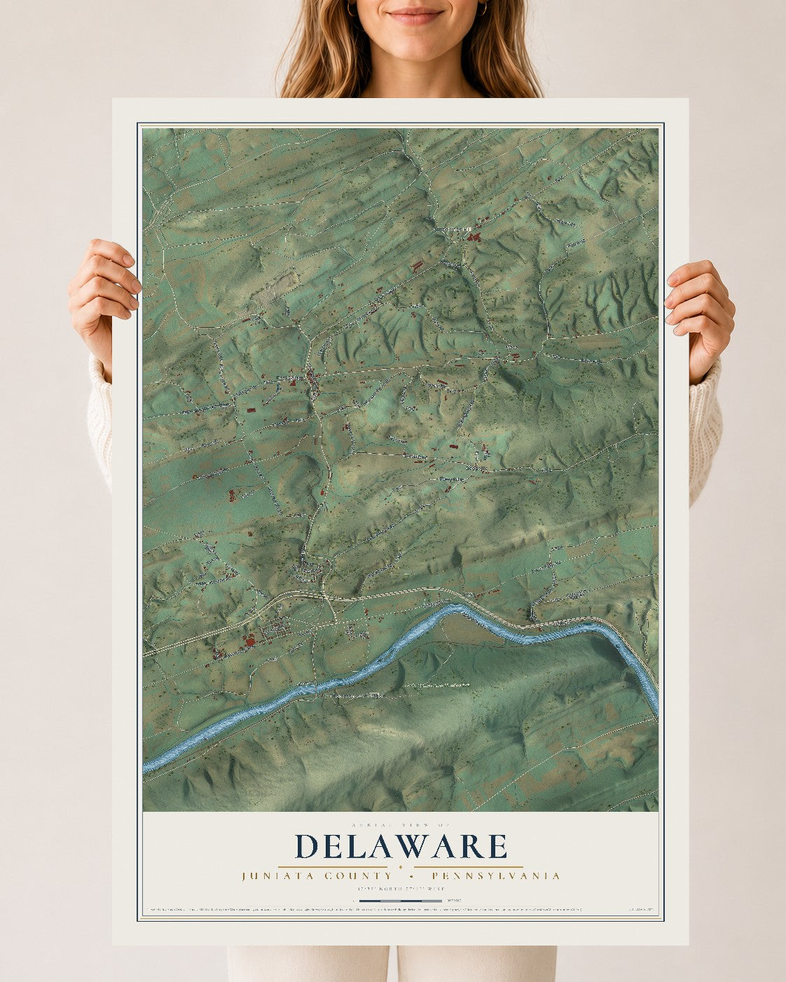 Map of Delaware, Juniata County, Pennsylvania, 24 x 36 inch unframed archival matte print