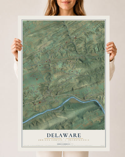 Map of Delaware, Juniata County, Pennsylvania, 24 x 36 inch unframed archival matte print