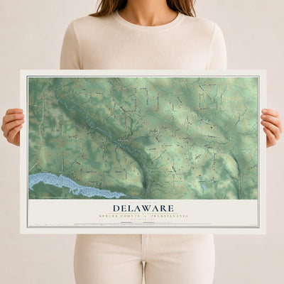 Map of Delaware, Mercer County, Pennsylvania, 12 x 18 inch unframed archival matte print
