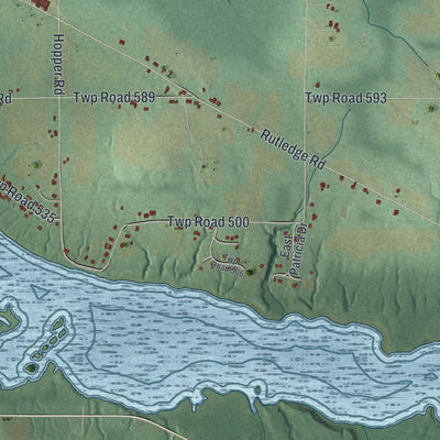 Second close-up of the map of Delaware, Mercer County, Pennsylvania print showing more streets and buildings