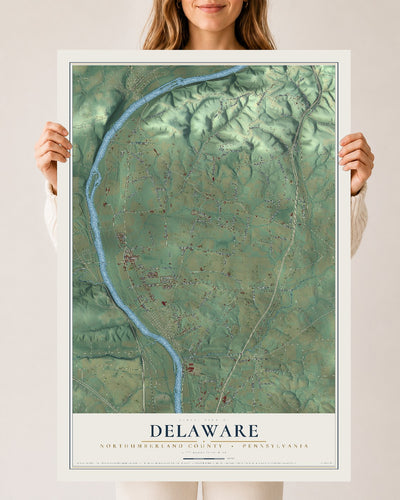 Map of Delaware, Northumberland County, Pennsylvania, 24 x 36 inch unframed archival matte print