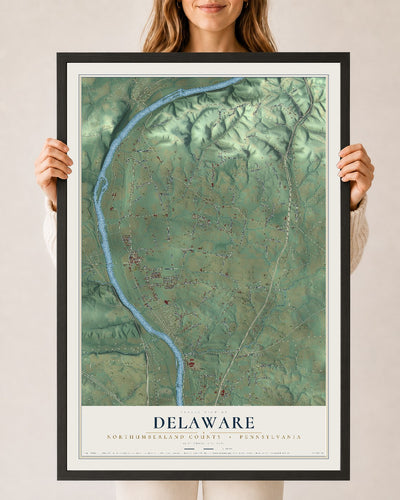 Map of Delaware, Northumberland County, Pennsylvania, 24 x 36 inch print in a black wood frame