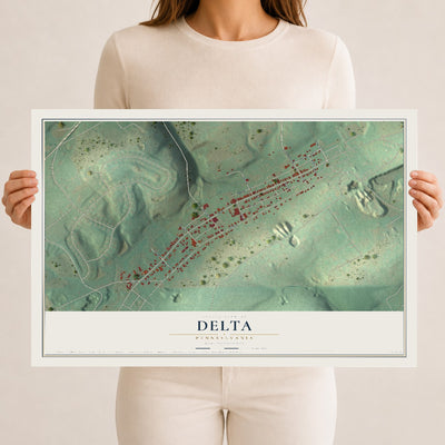Map of Delta, Pennsylvania, 12 x 18 inch unframed archival matte print