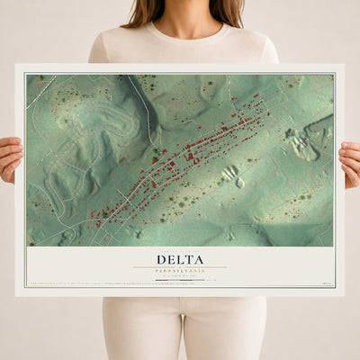 Map of Delta, Pennsylvania, 18 x 24 inch unframed archival matte print