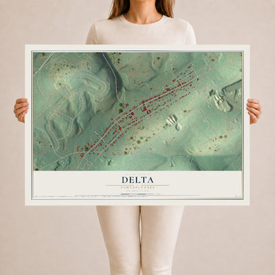 Map of Delta, Pennsylvania, 24 x 36 inch unframed archival matte print