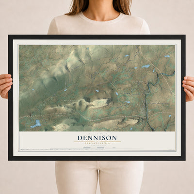 Map of Dennison, Pennsylvania, 18 x 24 inch print in a black wood frame
