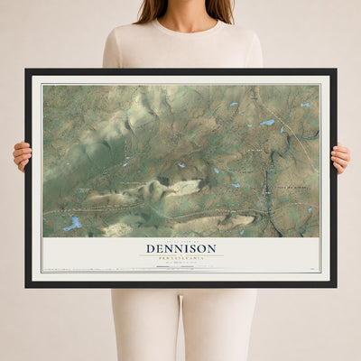 Map of Dennison, Pennsylvania, 24 x 36 inch print in a black wood frame