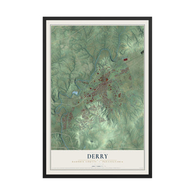 Map of Derry, Dauphin County, Pennsylvania, 12 x 18 inch print in a black wood frame