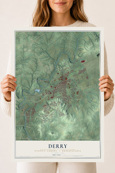 Map of Derry, Dauphin County, Pennsylvania, 18 x 24 inch unframed archival matte print