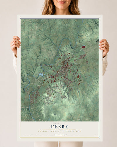 Map of Derry, Dauphin County, Pennsylvania, 24 x 36 inch unframed archival matte print