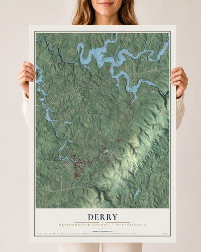 Map of Derry, Westmoreland County, Pennsylvania, 24 x 36 inch unframed archival matte print