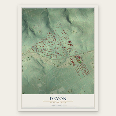 Devon, Pennsylvania map print, the full design