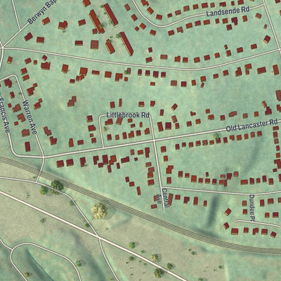 Close-up of the map of Devon, Pennsylvania print showing street and building detail
