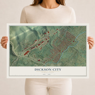 Map of Dickson City, Pennsylvania, 12 x 18 inch unframed archival matte print