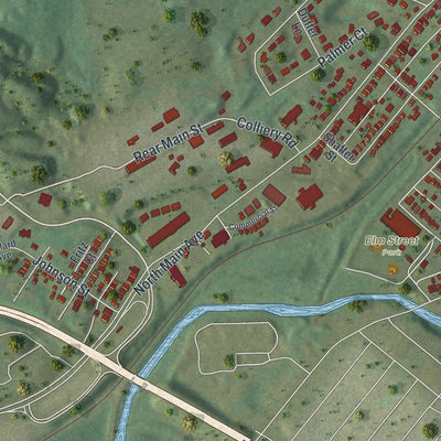 Second close-up of the map of Dickson City, Pennsylvania print showing more streets and buildings