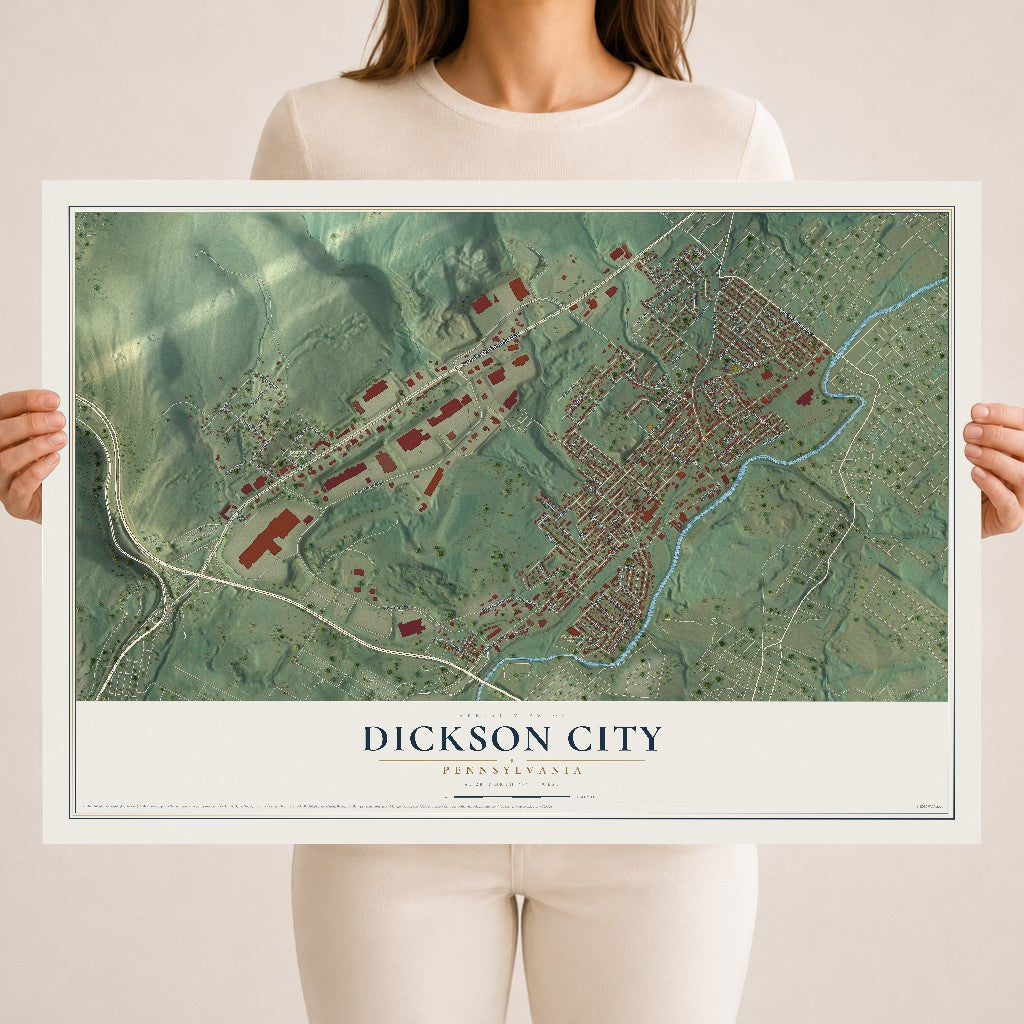 Map of Dickson City, Pennsylvania, 18 x 24 inch unframed archival matte print