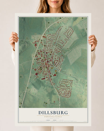 Map of Dillsburg, Pennsylvania, 24 x 36 inch unframed archival matte print