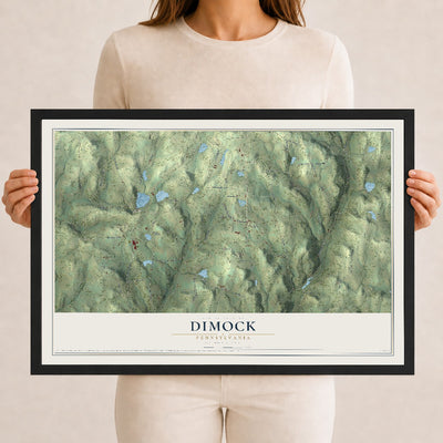 Map of Dimock, Pennsylvania, 12 x 18 inch print in a black wood frame