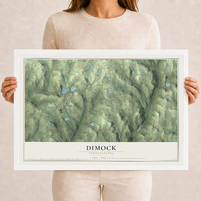 Map of Dimock, Pennsylvania, 12 x 18 inch print in a white wood frame