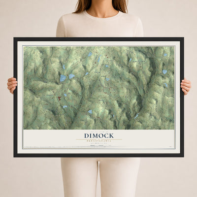 Map of Dimock, Pennsylvania, 24 x 36 inch print in a black wood frame