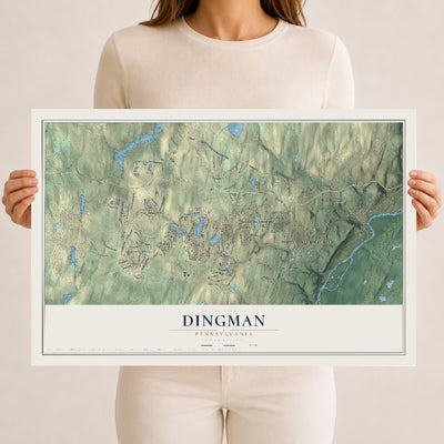 Map of Dingman, Pennsylvania, 12 x 18 inch unframed archival matte print