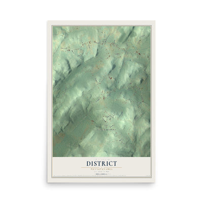 Map of District, Pennsylvania, 12 x 18 inch unframed archival matte print