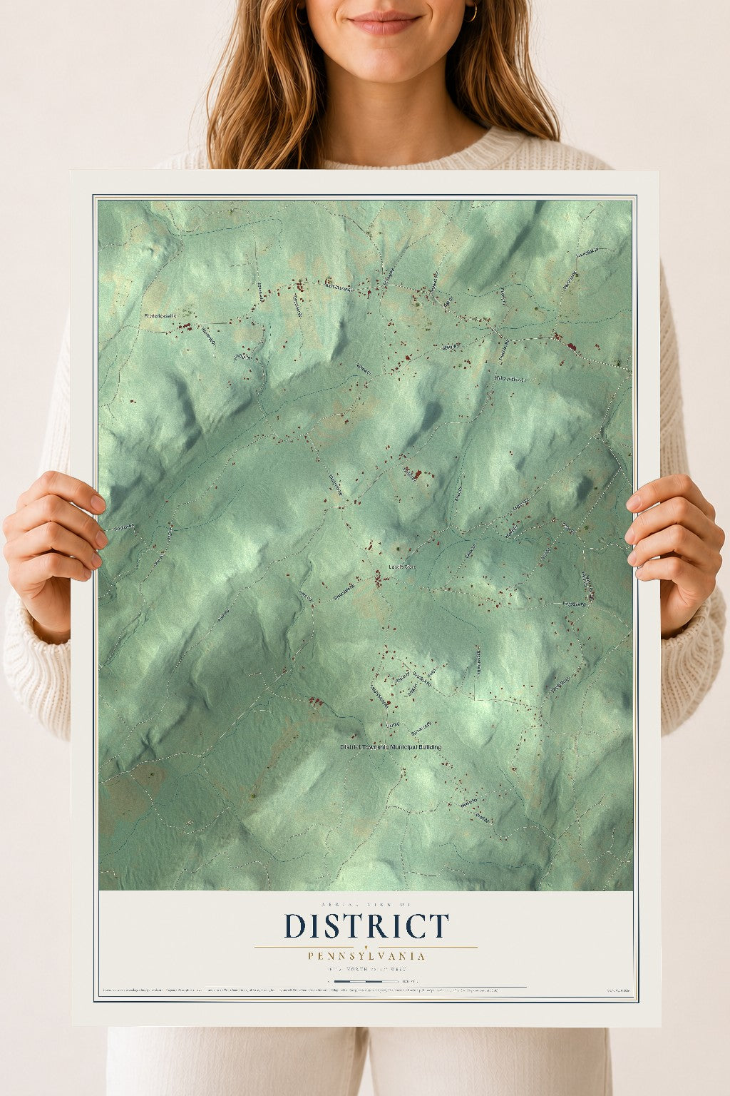 Map of District, Pennsylvania, 18 x 24 inch unframed archival matte print