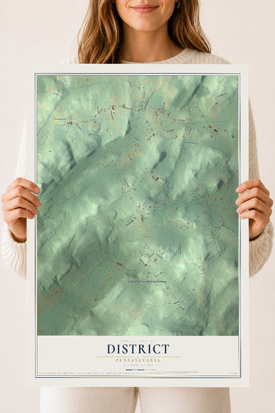 Map of District, Pennsylvania, 18 x 24 inch unframed archival matte print