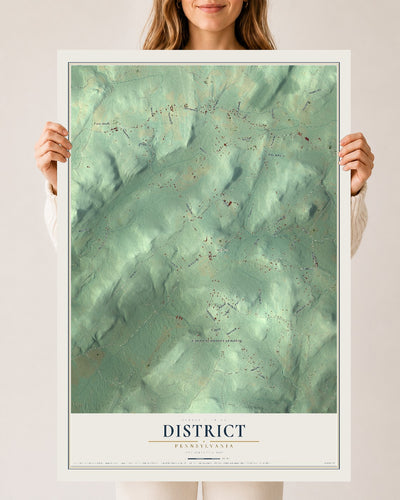 Map of District, Pennsylvania, 24 x 36 inch unframed archival matte print