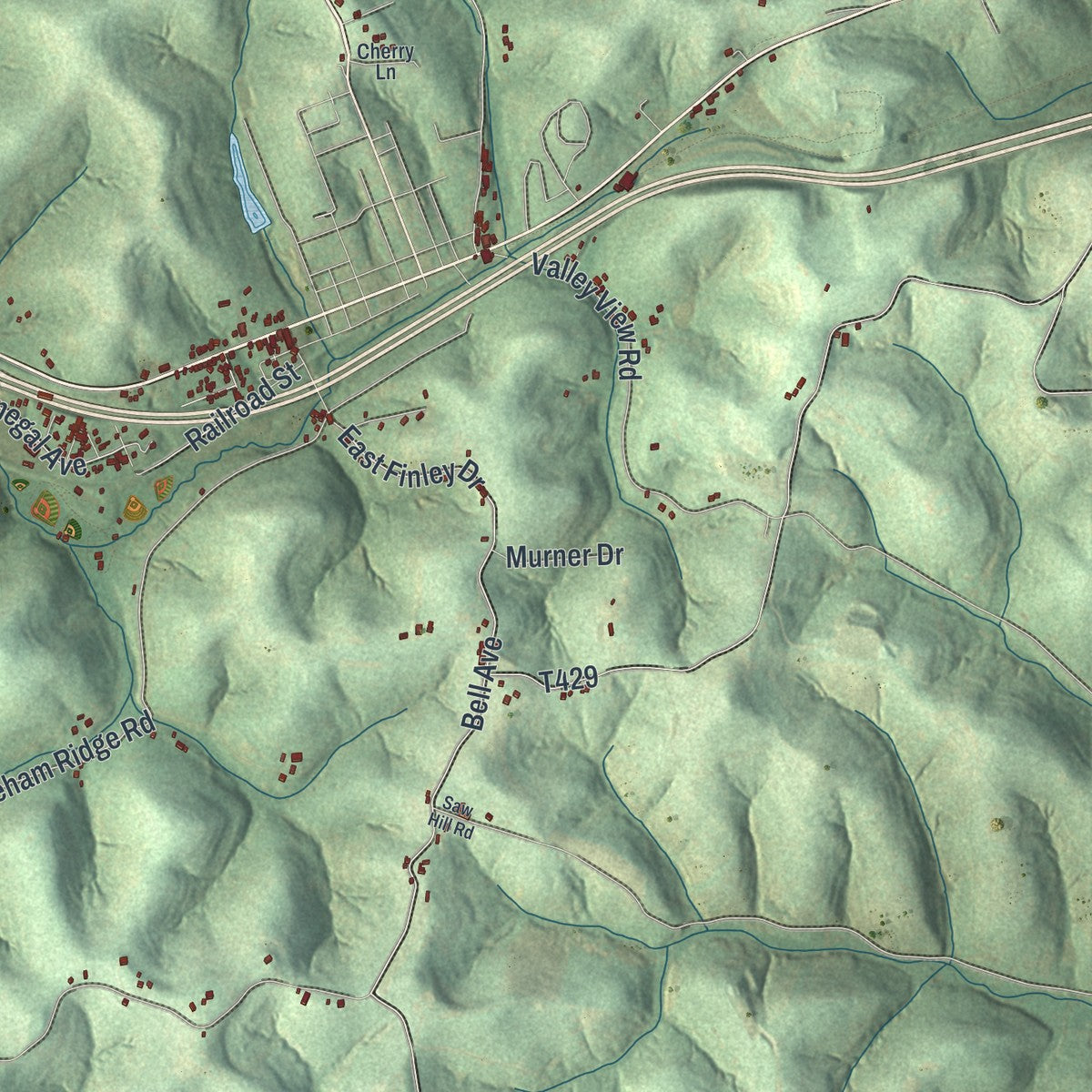 Second close-up of the map of Donegal, Washington County, Pennsylvania print showing more streets and buildings