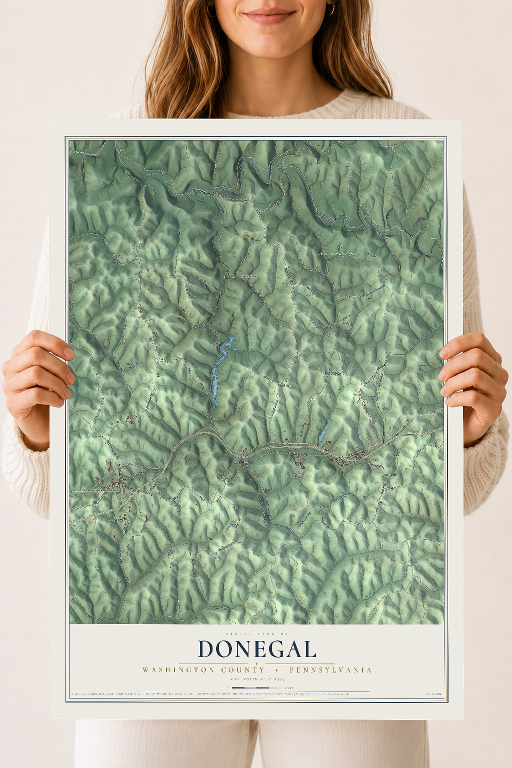 Map of Donegal, Washington County, Pennsylvania, 18 x 24 inch unframed archival matte print