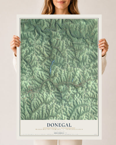 Map of Donegal, Washington County, Pennsylvania, 24 x 36 inch unframed archival matte print