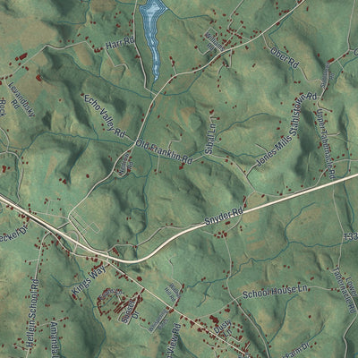 Second close-up of the map of Donegal, Westmoreland County, Pennsylvania print showing more streets and buildings