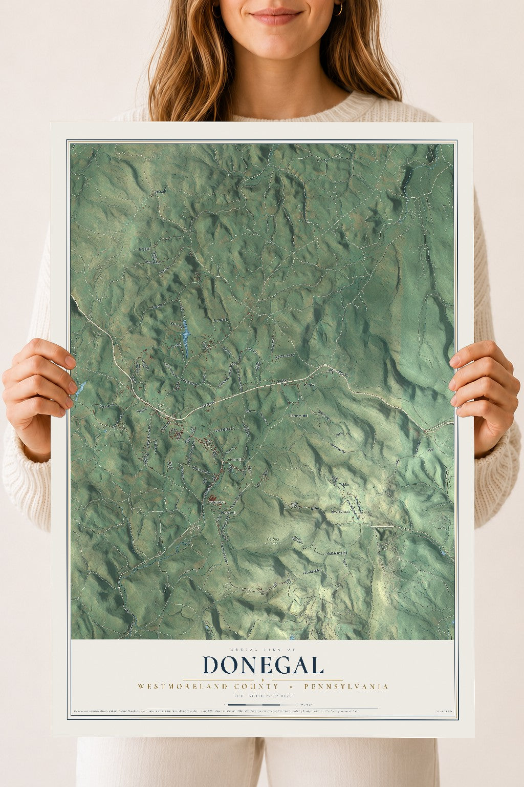 Map of Donegal, Westmoreland County, Pennsylvania, 18 x 24 inch unframed archival matte print