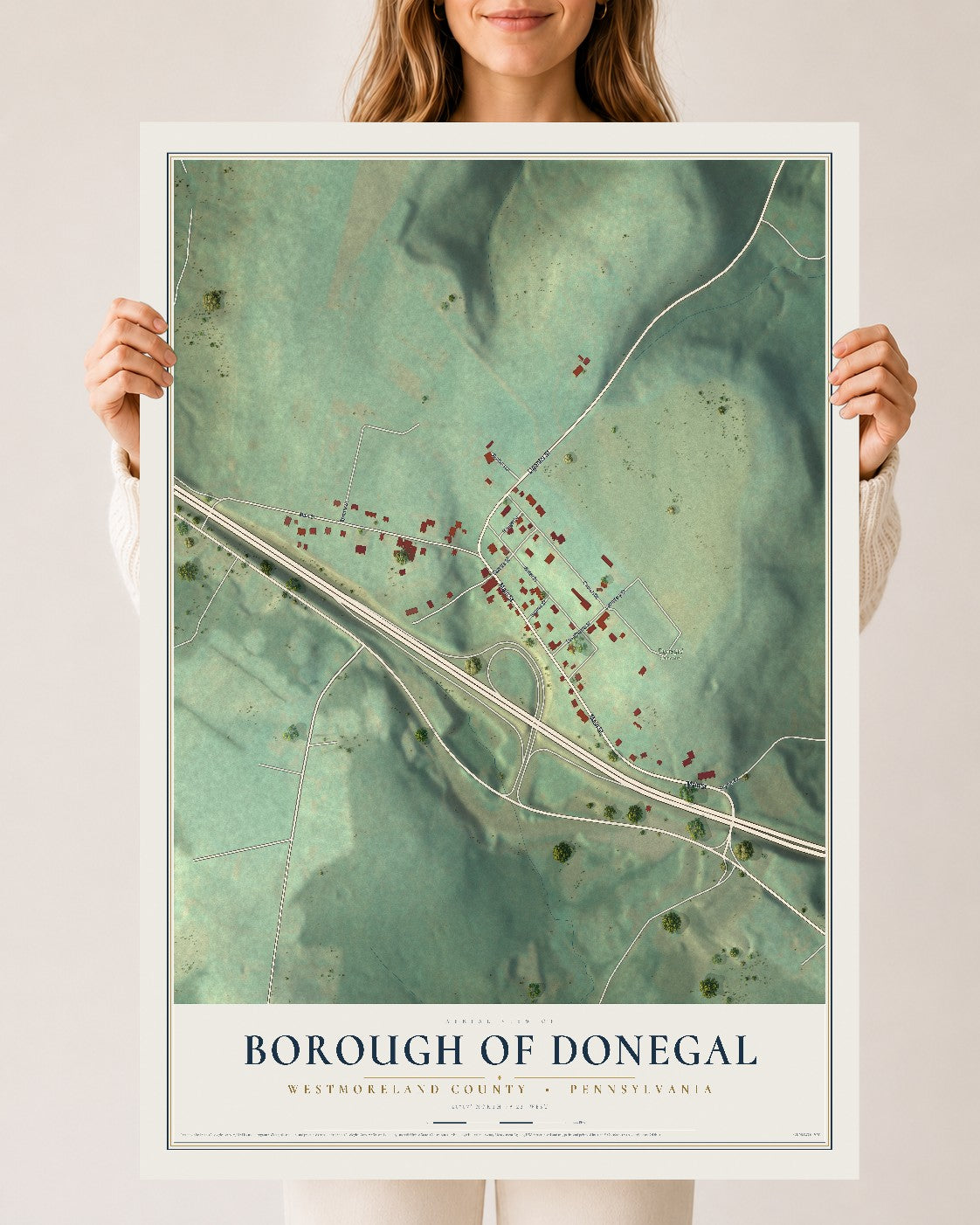 Map of the Borough of Donegal, Westmoreland County, Pennsylvania, 24 x 36 inch unframed archival matte print