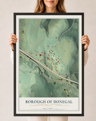 Map of the Borough of Donegal, Westmoreland County, Pennsylvania, 24 x 36 inch print in a black wood frame