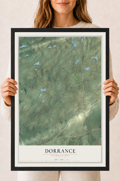 Map of Dorrance, Pennsylvania, 18 x 24 inch print in a black wood frame