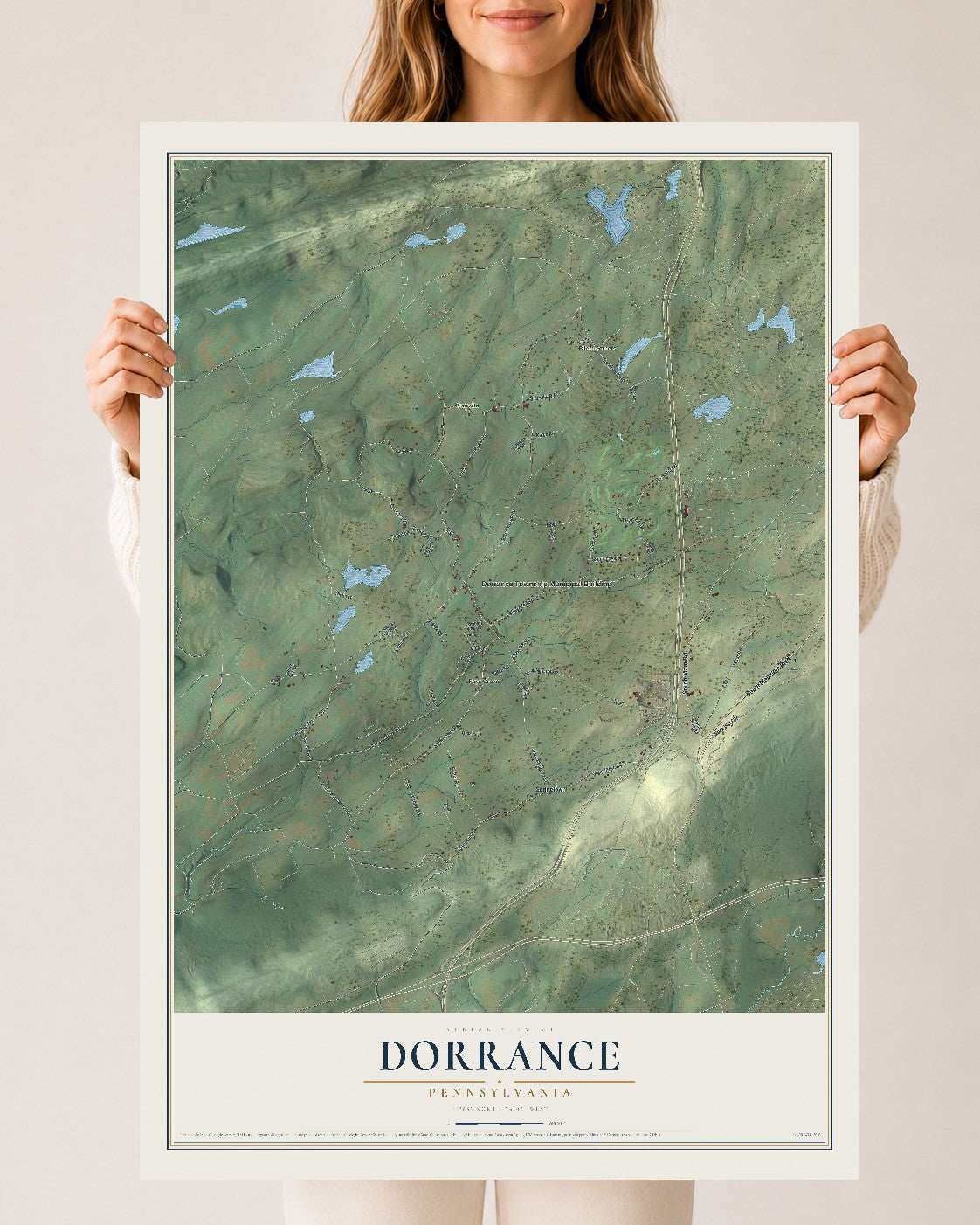 Map of Dorrance, Pennsylvania, 24 x 36 inch unframed archival matte print