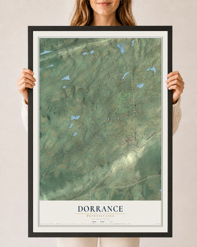 Map of Dorrance, Pennsylvania, 24 x 36 inch print in a black wood frame