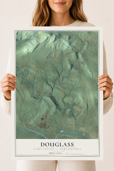 Map of Douglass, Berks County, Pennsylvania, 18 x 24 inch unframed archival matte print