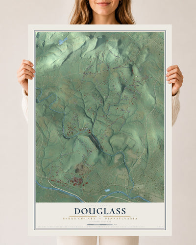 Map of Douglass, Berks County, Pennsylvania, 24 x 36 inch unframed archival matte print