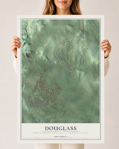 Map of Douglass, Montgomery County, Pennsylvania, 24 x 36 inch unframed archival matte print