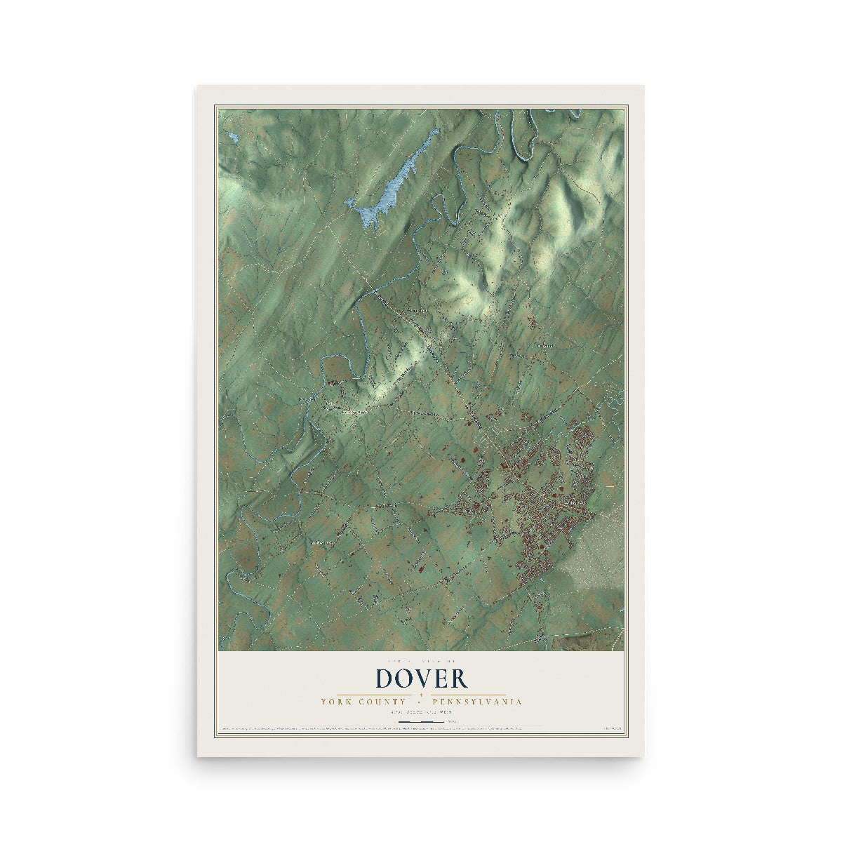 Map of Dover, York County, Pennsylvania, 12 x 18 inch unframed archival matte print