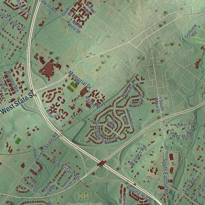 Close-up of the map of Doylestown, Bucks County, Pennsylvania print showing street and building detail