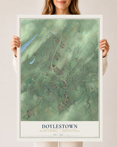 Map of Doylestown, Bucks County, Pennsylvania, 24 x 36 inch unframed archival matte print