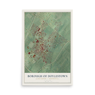 Map of the Borough of Doylestown, Bucks County, Pennsylvania, 12 x 18 inch unframed archival matte print