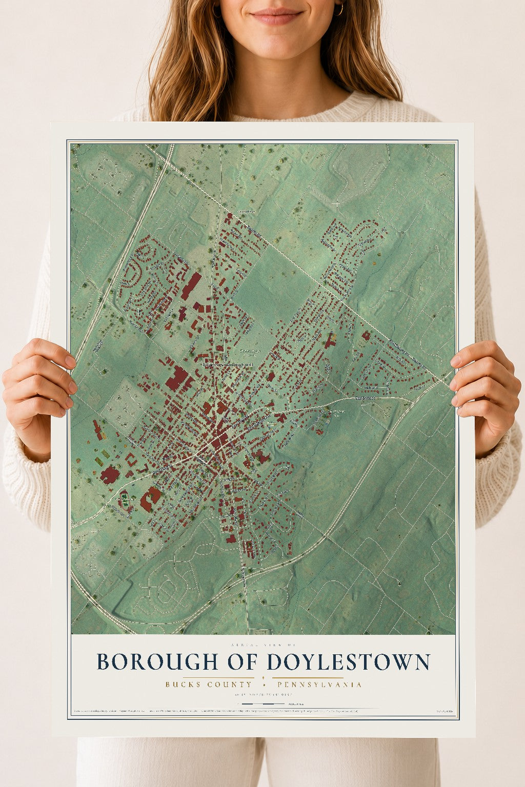 Map of the Borough of Doylestown, Bucks County, Pennsylvania, 18 x 24 inch unframed archival matte print