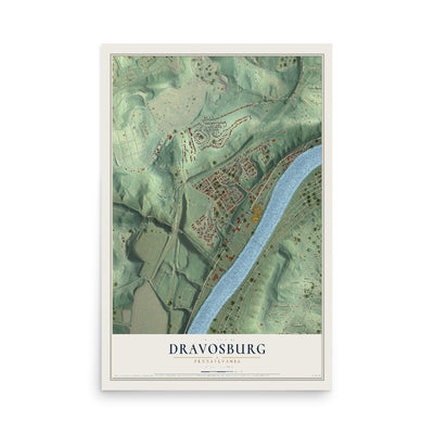 Map of Dravosburg, Pennsylvania, 12 x 18 inch unframed archival matte print